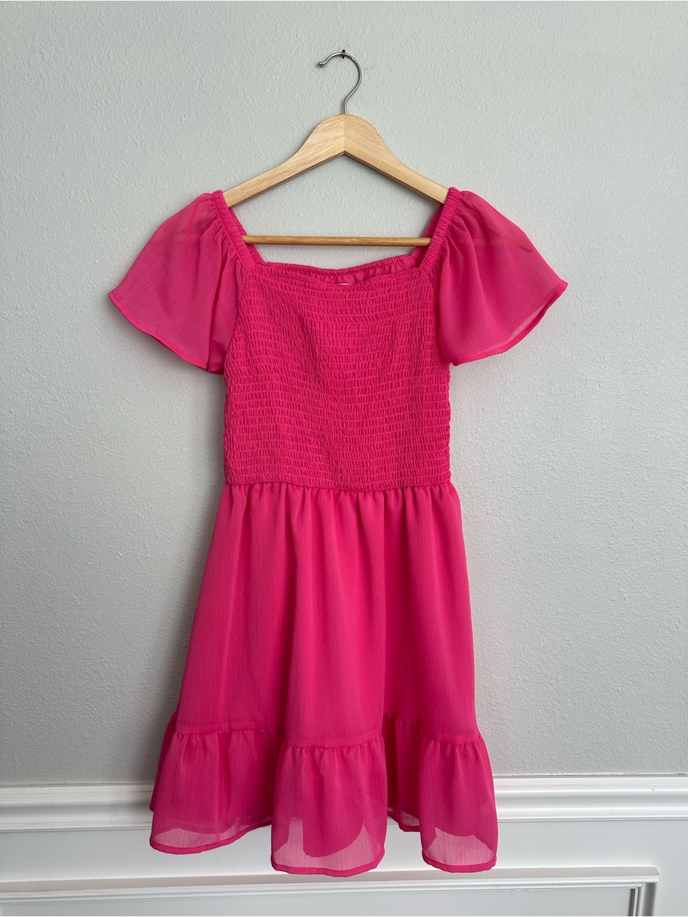 Cat & Jack Fuchsia Smocked Flutter Sleeve Dress